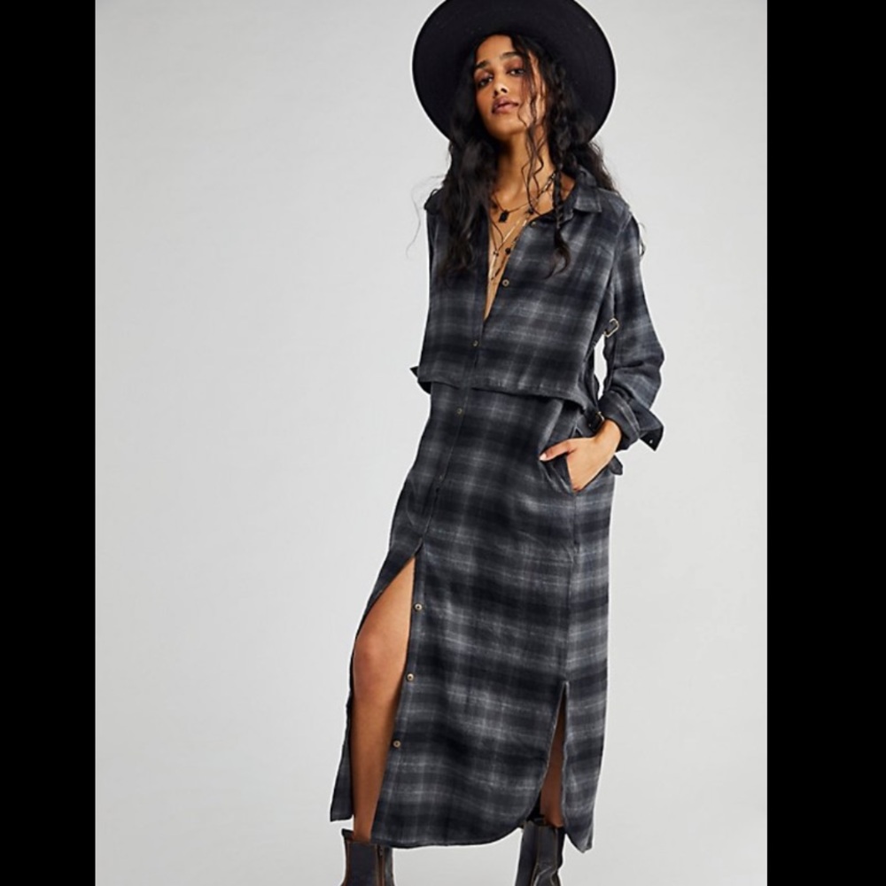 Nicholas K Ronin Dress Free People in charcoal plaid